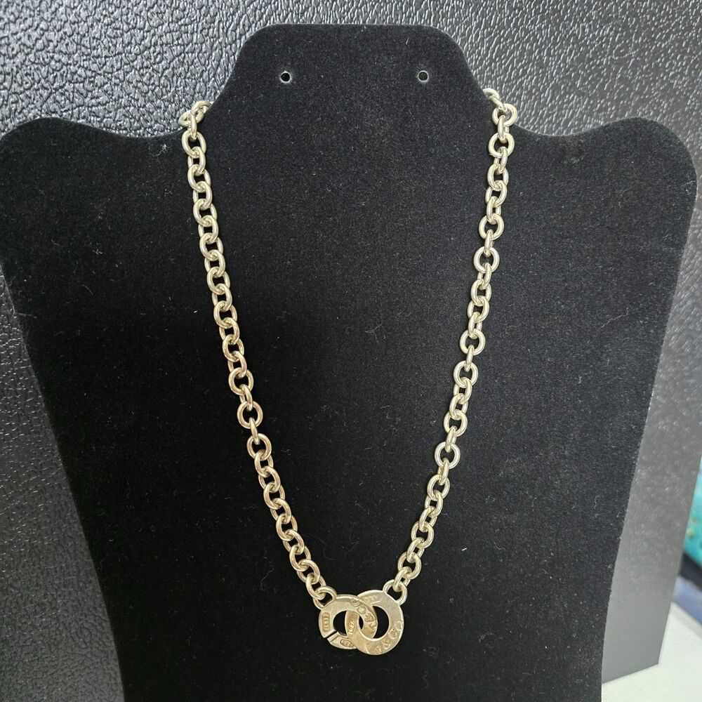 Tiffany & Co Sterling Silver 1837 Circle Clasp Toggle Chain Necklace